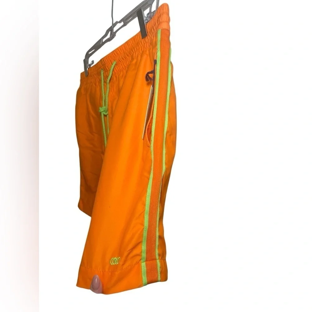 Le Club NWT Men's Orange Swim Trunks XL Drawstring Waist 7